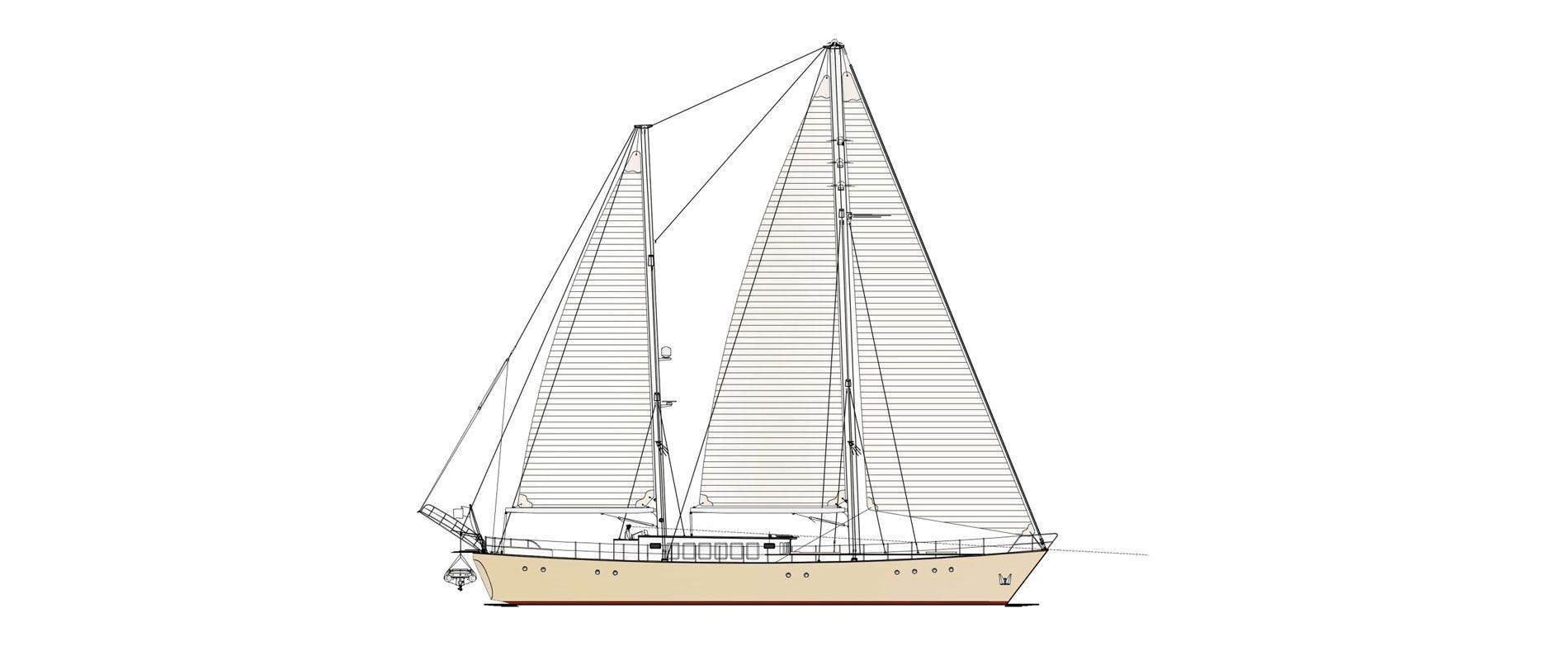 30 m / 98 ft under way