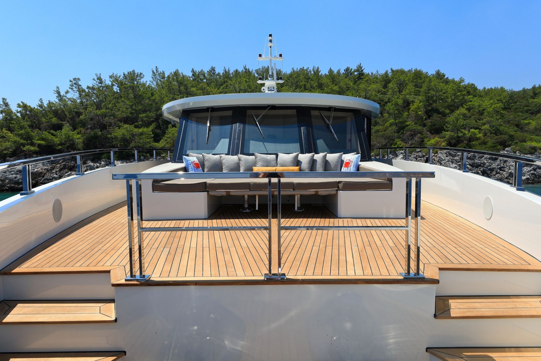 An Aegean Yacht hull under way